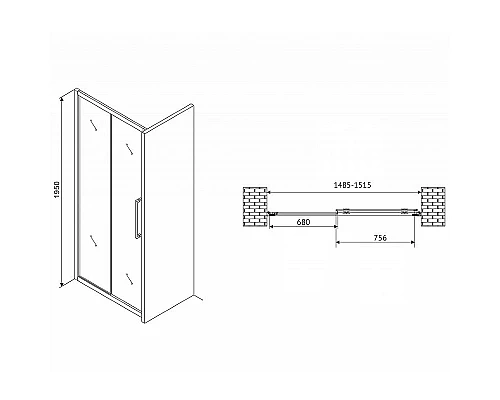 Купить Душевая дверь Abber Schwarzer Diamant 150 AG30150MH профиль Хром стекло матовое в магазине сантехники Santeh-Crystal.ru