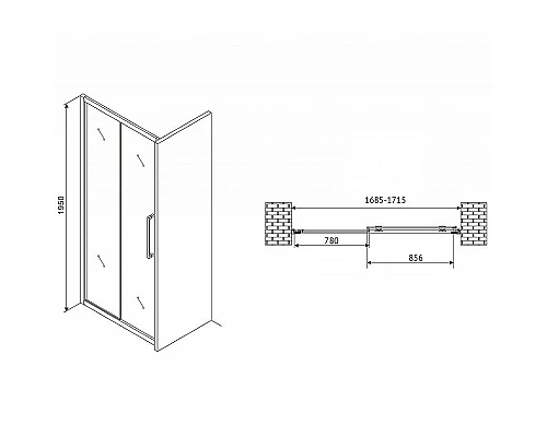 Приобрести Душевая дверь Abber Schwarzer Diamant 170 AG30170MH профиль Хром стекло матовое в магазине сантехники Santeh-Crystal.ru