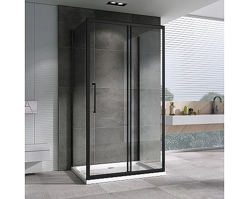 Приобрести Душевой уголок Abber Schwarzer Diamant 120x75 AG30120BH-S75B-S75B профиль Черный стекло прозрачное в магазине сантехники Santeh-Crystal.ru