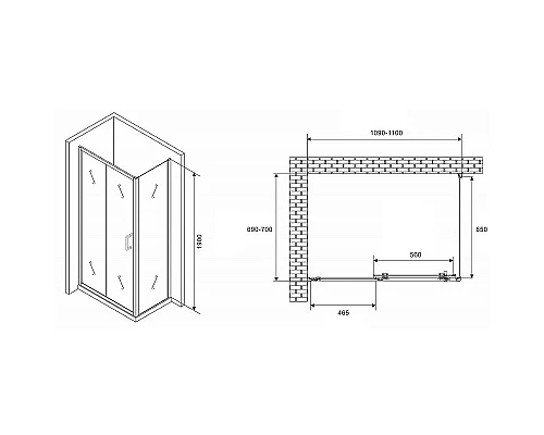 Приобрести Душевой уголок Abber Schwarzer Diamant 110x70 AG301105-S705 профиль Хром стекло прозрачное в магазине сантехники Santeh-Crystal.ru