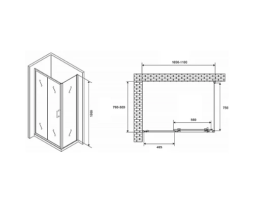 Приобрести Душевой уголок Abber Schwarzer Diamant 110x80 AG301105-S805 профиль Хром стекло прозрачное в магазине сантехники Santeh-Crystal.ru