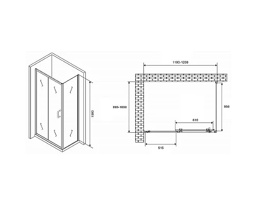 Заказать Душевой уголок Abber Schwarzer Diamant 120x100 AG301205-S1005 профиль Хром стекло прозрачное в магазине сантехники Santeh-Crystal.ru