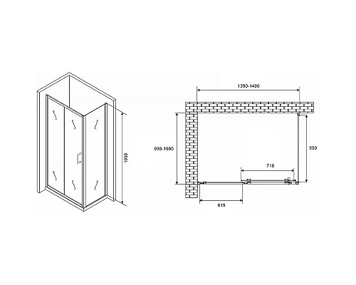 Приобрести Душевой уголок Abber Schwarzer Diamant 140x100 AG301405-S1005 профиль Хром стекло прозрачное в магазине сантехники Santeh-Crystal.ru