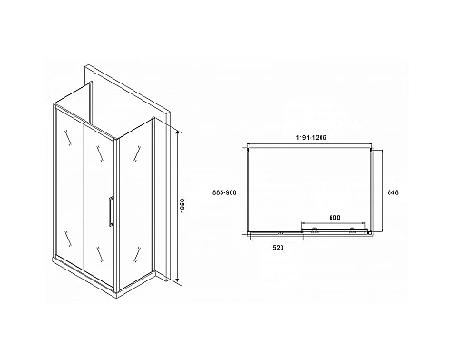 Заказать Душевой уголок Abber Schwarzer Diamant 120x90 AG30120MH-S90M-S90M профиль Хром стекло матовое в магазине сантехники Santeh-Crystal.ru