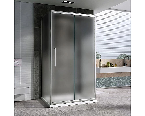 Купить Душевой уголок Abber Schwarzer Diamant 140x70 AG30140MH-S70M-S70M профиль Хром стекло матовое в магазине сантехники Santeh-Crystal.ru