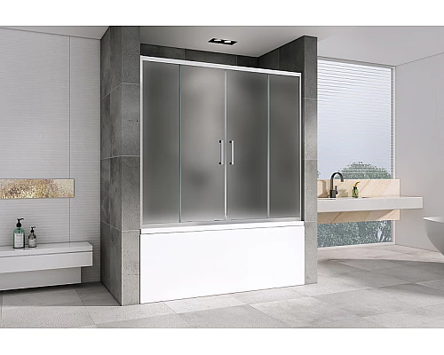 Шторка на ванну Abber Schwarzer Diamant 160х140 AG57160M профиль Хром стекло матовое