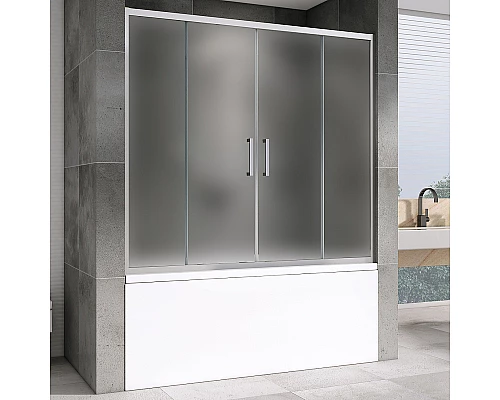 Шторка на ванну Abber Schwarzer Diamant 170х140 AG57170M профиль Хром стекло матовое