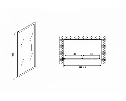 Приобрести Душевая дверь Abber Sonnenstrand 100 AG07100 профиль Хром стекло прозрачное в магазине сантехники Santeh-Crystal.ru