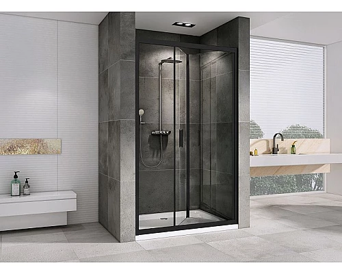 Приобрести Душевая дверь Abber Sonnenstrand 100 AG07100B профиль Черный стекло прозрачное в магазине сантехники Santeh-Crystal.ru