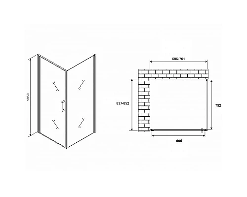 Заказать Душевой уголок Abber Sonnenstrand 70x85 AG04070-S85 профиль Хром стекло прозрачное в магазине сантехники Santeh-Crystal.ru