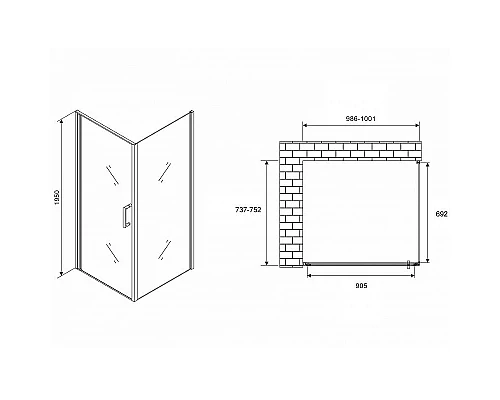 Приобрести Душевой уголок Abber Sonnenstrand 100x75 AG04100B-S75B профиль Черный стекло прозрачное в магазине сантехники Santeh-Crystal.ru