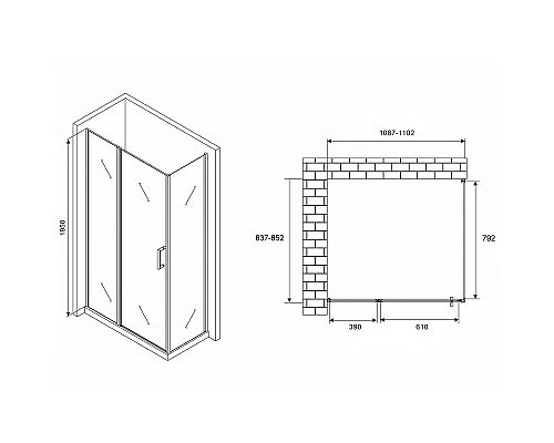Заказать Душевой уголок Abber Sonnenstrand 110x85 AG04110BS-S85B профиль Черный стекло прозрачное в магазине сантехники Santeh-Crystal.ru