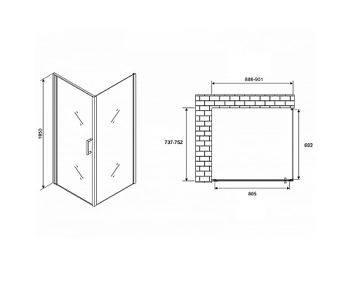 Заказать Душевой уголок Abber Sonnenstrand 90х75 AG04090M-S75M профиль Хром стекло матовое в магазине сантехники Santeh-Crystal.ru