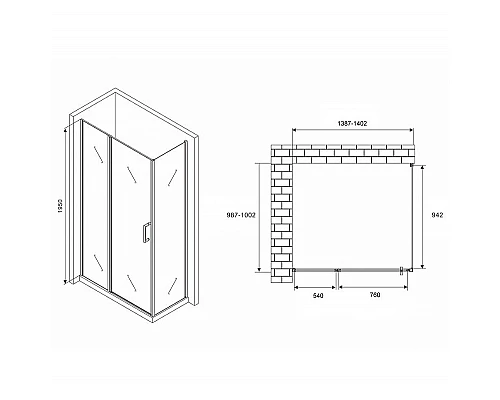 Купить Душевой уголок Abber Sonnenstrand 140х100 AG04140S-S100 профиль Хром стекло прозрачное в магазине сантехники Santeh-Crystal.ru