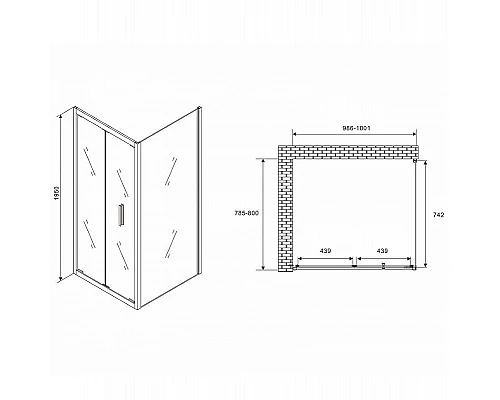 Купить Душевой уголок Abber Sonnenstrand 100х80 AG07100B-S80B профиль Черный стекло прозрачное в магазине сантехники Santeh-Crystal.ru