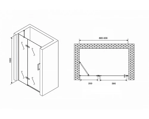 Заказать Душевая дверь Abber Zart 90 AG08090 профиль Хром стекло прозрачное в магазине сантехники Santeh-Crystal.ru