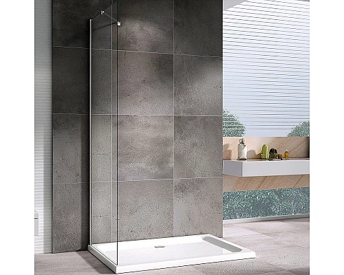 Купить Душевая стенка Abber Zart 100x195 S101 профиль Хром стекло прозрачное в магазине сантехники Santeh-Crystal.ru