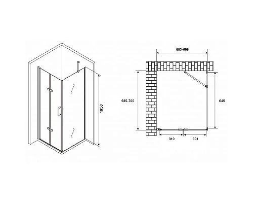 Приобрести Душевой уголок Abber Zart 70x70 AG08070P-S71 профиль Хром стекло прозрачное в магазине сантехники Santeh-Crystal.ru