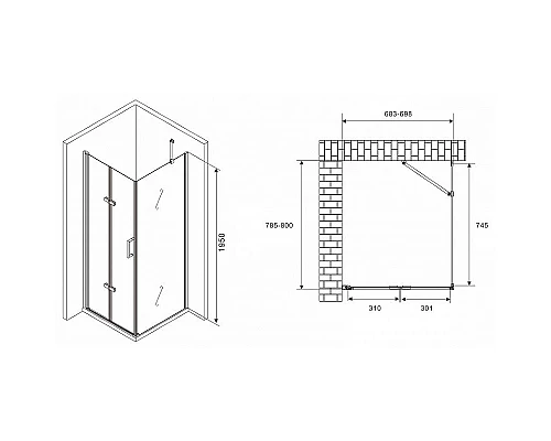 Заказать Душевой уголок Abber Zart 70x80 AG08070P-S81 профиль Хром стекло прозрачное в магазине сантехники Santeh-Crystal.ru