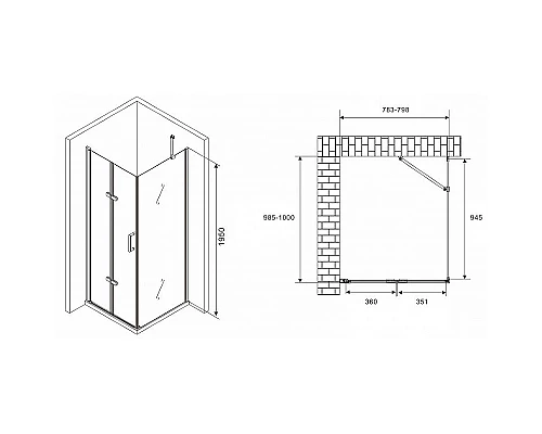 Приобрести Душевой уголок Abber Zart 80x100 AG08080P-S101 профиль Хром стекло прозрачное в магазине сантехники Santeh-Crystal.ru