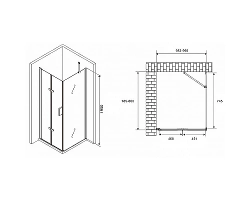 Приобрести Душевой уголок Abber Zart 100x80 AG08100P-S81 профиль Хром стекло прозрачное в магазине сантехники Santeh-Crystal.ru