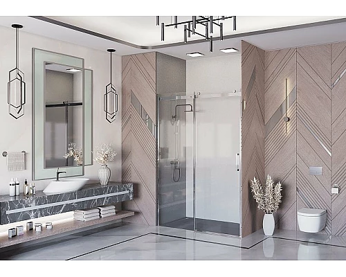 Приобрести Душевая дверь Ambassador Benefit 150 19021104HX профиль Хром стекло прозрачное в магазине сантехники Santeh-Crystal.ru