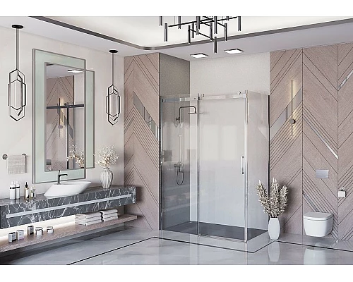 Заказать Душевая стенка Ambassador Benefit 100 100HX профиль Хром стекло прозрачное в магазине сантехники Santeh-Crystal.ru