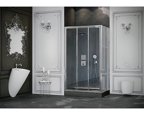 Купить Душевой уголок Ambassador Forsa 100х80 17021101NX-80NX профиль Хром стекло прозрачное в магазине сантехники Santeh-Crystal.ru