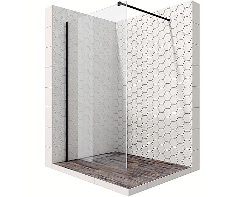 Купить Душевая перегородка Ambassador Walk-in 100х200 15031110 профиль Черный стекло прозрачное в магазине сантехники Santeh-Crystal.ru