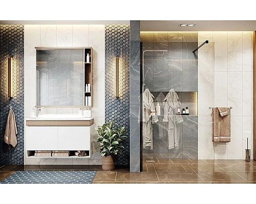 Купить Душевая перегородка Ambassador Walk-in 100х200 15031110 профиль Черный стекло прозрачное в магазине сантехники Santeh-Crystal.ru