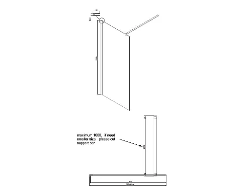Купить Душевая перегородка Ambassador Walk-in 100х200 15031110 профиль Черный стекло прозрачное в магазине сантехники Santeh-Crystal.ru