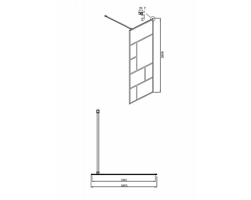Заказать Душевая перегородка Ambassador Walk-in 110х200 15031214 профиль Черный стекло прозрачное в магазине сантехники Santeh-Crystal.ru