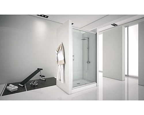 Купить Душевая дверь Aquanet Alfa NAA6121 140 168421 профиль Хром стекло прозрачное в магазине сантехники Santeh-Crystal.ru