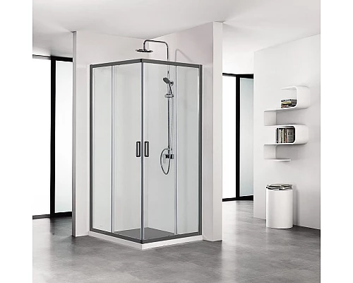 Заказать Душевой уголок Aquatek 100х100 AQ ARI KV 10020BL профиль Черный стекло прозрачное в магазине сантехники Santeh-Crystal.ru