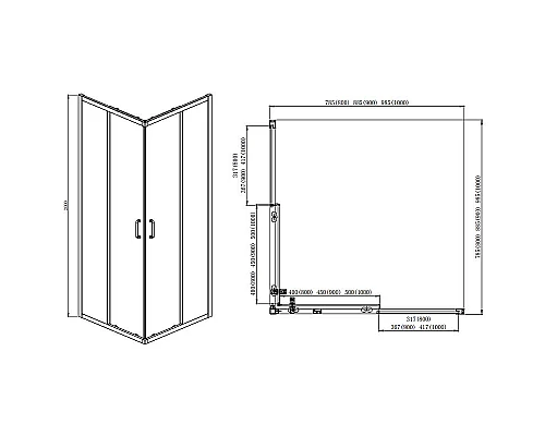 Заказать Душевой уголок Aquatek 100х100 AQ ARI KV 10020BL профиль Черный стекло прозрачное в магазине сантехники Santeh-Crystal.ru