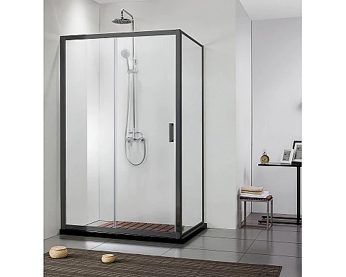 Купить Душевая дверь Aquatek 100 AQ ARI RA 10020BL профиль Черный стекло прозрачное в магазине сантехники Santeh-Crystal.ru