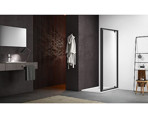 Заказать Душевая дверь Aquatek 90 AQ ARI PI 09020BL профиль Черный стекло прозрачное в магазине сантехники Santeh-Crystal.ru