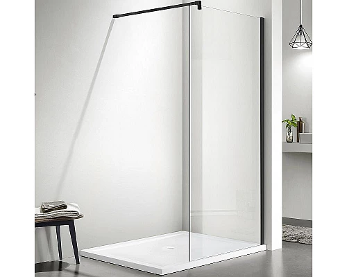 Приобрести Душевая перегородка Aquatek 90 AQ WIW 09020BL профиль Черный стекло прозрачное в магазине сантехники Santeh-Crystal.ru