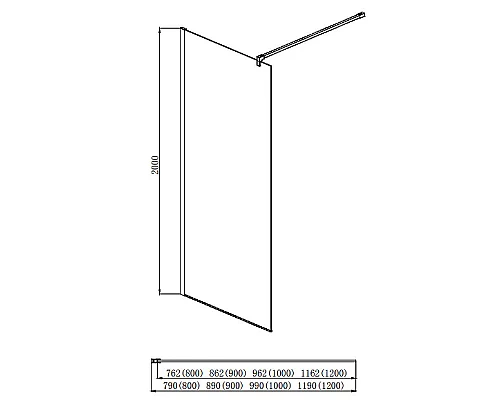 Купить Душевая перегородка Aquatek 80 AQ WIW 08020BL профиль Черный стекло прозрачное в магазине сантехники Santeh-Crystal.ru