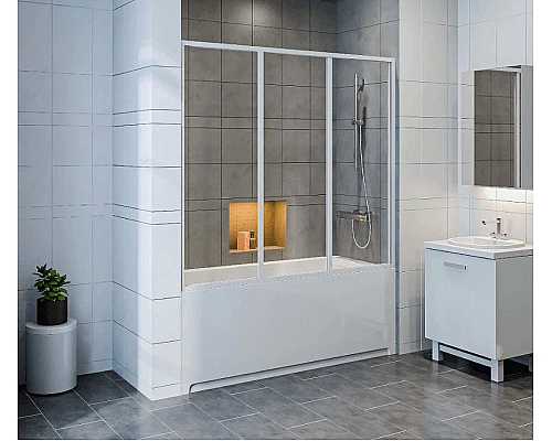 Заказать Шторка на ванну Bas Кэмерон 120 ШТ00067 профиль Белый стекло прозрачное в магазине сантехники Santeh-Crystal.ru