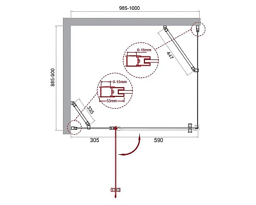 Заказать Душевой уголок BelBagno Etna 100х90 ETNA-AH-12-100/90-C-Cr профиль Хром стекло прозрачное в магазине сантехники Santeh-Crystal.ru
