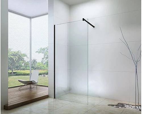 Купить Душевая перегородка Berges Sky Black 90х200 064009 профиль Черный матовый стекло прозрачное в магазине сантехники Santeh-Crystal.ru