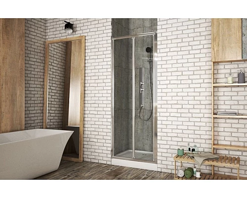 Купить Душевая дверь Bravat Drop 80 BD080.4120A профиль Хром стекло прозрачное в магазине сантехники Santeh-Crystal.ru