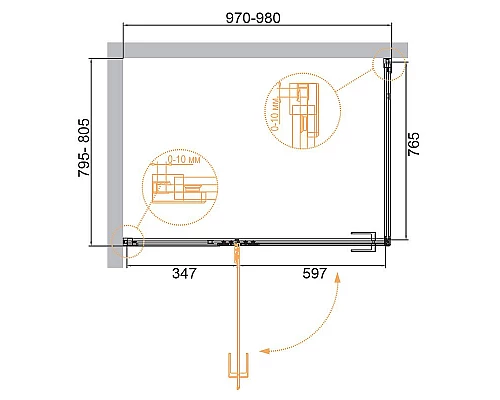 Заказать Душевой уголок Cezares Bellagio 100x80 BELLAGIO-AH-1-100/80-C-BORO профиль Золото брашированное стекло прозрачное в магазине сантехники Santeh-Crystal.ru
