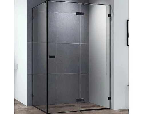 Заказать Душевой уголок Cezares Bellagio 120x100 BELLAGIO-AH-1-120/100-C-NERO профиль Черный матовый стекло прозрачное в магазине сантехники Santeh-Crystal.ru