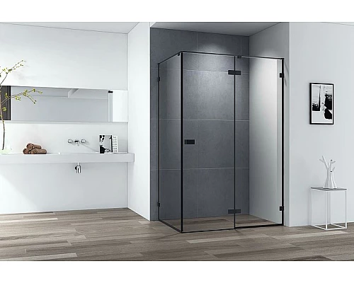 Заказать Душевой уголок Cezares Bellagio 120x100 BELLAGIO-AH-1-120/100-C-NERO профиль Черный матовый стекло прозрачное в магазине сантехники Santeh-Crystal.ru