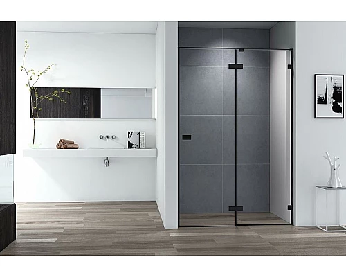 Заказать Душевая дверь Cezares Bellagio 140 BELLAGIO-B-12-140-C-NERO профиль Черный матовый стекло прозрачное в магазине сантехники Santeh-Crystal.ru