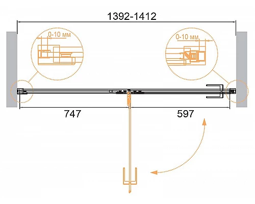 Заказать Душевая дверь Cezares Bellagio 140 BELLAGIO-B-12-140-C-NERO профиль Черный матовый стекло прозрачное в магазине сантехники Santeh-Crystal.ru