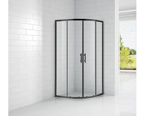 Заказать Душевой уголок Cezares Eco 100х100 ECO-O-R-2-100-C-NERO профиль Черный матовый стекло прозрачное в магазине сантехники Santeh-Crystal.ru