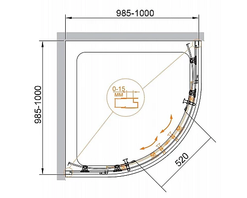 Заказать Душевой уголок Cezares Eco 100х100 ECO-O-R-2-100-C-NERO профиль Черный матовый стекло прозрачное в магазине сантехники Santeh-Crystal.ru
